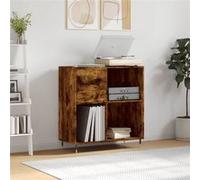 vidaXL Armoire à disques 84,5x38x89 cm - Support tourne-disque, Chêne fumé (Bois d'ingénierie)
