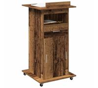 vidaXL Podium de présidence Bois ancien & bois d'ingénierie 55 x 55 x 107 cm avec roues