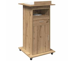 vidaXL Podium Chêne Artisanal Bois d'ingénierie 55 x 55 x 107 cm | Y'a largement de place pour garder tes trucs bien rangés, Avec des roues, c'est super facile de le déplacer,