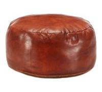 Pouf en cuir véritable de chèvre - VIDAXL - 60 x 30 cm - Marron - Style vintage
