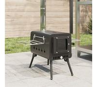 vidaXL Poêle à bois de tente et cheminée et pieds pliables noir acier