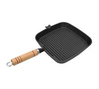 vidaXL Poêle grill en fonte avec poignée en bois 20 x 20 cm