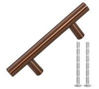 vidaXL Poignées d'armoire en T – 10 pièces, acier inoxydable 64 mm – Bronze