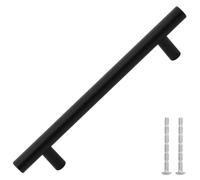 vidaXL Poignées d'armoire Lot de 10 pièces 128 mm Acier inoxydable Noir