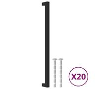 vidaXL Poignées de meubles 20 pcs. noir 320 mm acier inoxydable