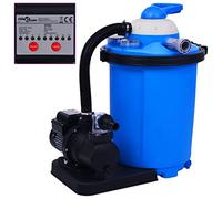 vidaXL Pompe de Filtration à Sable avec Minuterie Electrique Filtre à Sable Filtre de Piscine avec Un Pré-Filtre Durable 550 W 50 L