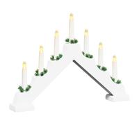 vidaXL Pont de Bougie de Noël Blanc 39.5 x 5 x 29 cm Pin Massif, Élégant Porte-Bougie en pin, déco intérieure accueillante, éclairage LED Blanc Chaud, Accent Festif pour Salon