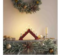 vidaXL Pont de bougie de Noël Rouge 39.5 x 5 x 29 cm Pin massif, Élégant porte-bougie en pin, déco intérieure accueillante,