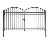 Poort dubbel met gebogen bovenkant 300x200 cm staal zwart146341