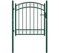 vidaXL Portail de Clôture avec Dessus Arqué Portail de Jardin Portillon de Terrasse Porte de Patio Barrière de Jardin Extérieur Acier 100x100 cm Vert