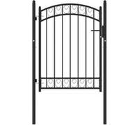 vidaXL Portail de Clôture avec Dessus Arqué Portail de Jardin Portillon de Terrasse Porte de Patio Barrière de Jardin Extérieur Acier 100x125 cm Noir