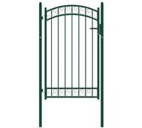 Vidaxl Portail De Clôture Avec Dessus Arqué Acier 100x150 Cm Vert