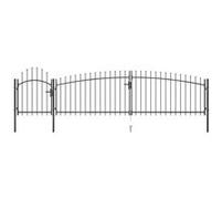 vidaXL Portail de clôture de jardin avec dessus en lance 5 x 1,5 m Noir