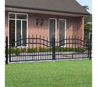 Poort met spijlpunten 305x120 cm gepoedercoat staal zwart151094