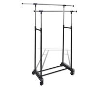 vidaXL Port-manteau réglable 4 roulettes 2 rails d'accrochage