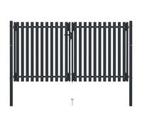 Vidaxl Portail De Clôture À Double Porte Acier 306x200 Cm Anthracite