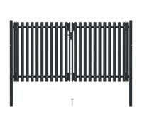 Vidaxl Portail De Clôture À Double Porte Acier 306x220 Cm Anthracite
