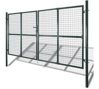 vidaXL Portail de clôture à porte double Acier enduit de poudre