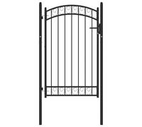 Vidaxl Portail De Clôture Avec Dessus Arqué Acier 100x150 Cm Noir