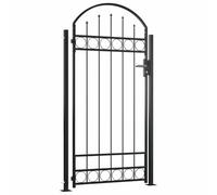 vidaXL Portail de clôture à dessus arqué et 2 poteaux 105x204 cm Noir Noir