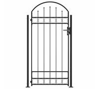 vidaXL Portail de clôture à dessus arqué et 2 poteaux 105x204 cm Noir Noir