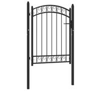 vidaXL Portail de Clôture avec Dessus Arqué Portail de Jardin Portillon de Terrasse Porte de Patio Barrière de Jardin Extérieur Acier 100x125 cm Noir