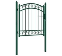 vidaXL Portail de Clôture avec Dessus Arqué Portail de Jardin Portillon de Terrasse Porte de Patio Barrière de Jardin Extérieur Acier 100x100 cm Vert