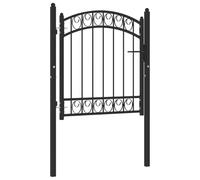 vidaXL Portail de Clôture avec Dessus Arqué Portail de Jardin Portillon de Terrasse Porte de Patio Barrière de Jardin Extérieur Acier 100x100 cm Noir