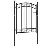 vidaXL Portail de clôture avec dessus arqué acier 100 x 125 cm noir