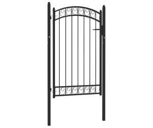 vidaXL Portail de Clôture avec Dessus Arqué Portail de Jardin Portillon de Terrasse Porte de Patio Barrière de Jardin Extérieur Acier 100x150 cm Noir