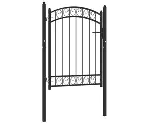 vidaXL Portail de Clôture avec Dessus Arqué Portail de Jardin Portillon de Terrasse Porte de Patio Barrière de Jardin Extérieur Acier 100x125 cm Noir