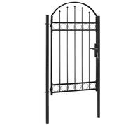 vidaXL Portail de clôture avec Partie supérieure arquée en Acier 104 x 175 cm Noir