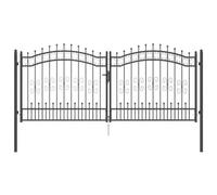 Vidaxl Portail De Clôture Avec Pointe Gris 305 X 125 Cm Acier
