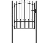 vidaXL Portail de clôture avec pointes Acier 100x125 cm Noir Noir G