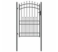 vidaXL Portillon battant Emmen – acier enduit de poudre, pics, poteaux, 3 clés – 200 x 100 cm gris