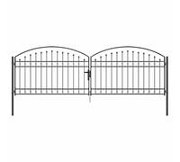 vidaXL Portail de clôture avec Verrouillage Gris 400 x 125 cm Acier, Portail de Jardin et terrasse, Design Moderne, clôture Durable, barrière extérieure stylée pour Votre Espace