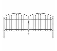 vidaXL Portail de clôture avec Verrouillage Gris 400 x 150 cm Acier, Portail de Jardin et terrasse, Design Moderne, clôture Durable, barrière extérieure stylée pour Votre Espace