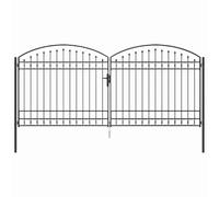 vidaXL Portail de clôture avec Verrouillage Gris 400 x 175 cm Acier, Portail de Jardin et terrasse, Design Moderne, clôture Durable, barrière extérieure stylée pour Votre Espace