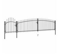 vidaXL Portail de clôture de jardin avec dessus en lance 5 x 1,5 m Noir