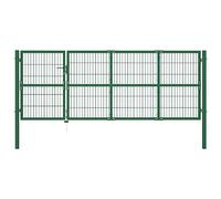 Portail De Clôture De Jardin Avec Poteaux 350x120 Cm Acier Vert