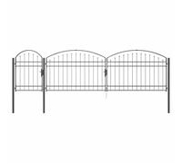 vidaXL Portail de clôture de Jardin avec Sommet en Arc Gris, Portillon Arqué, Sécurisé et Durable, Accès au Jardin, Décor d'Installation en Acier