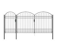 vidaXL Portail de clôture de Jardin avec Sommet en Arc Gris, Portillon Arqué, Sécurisé et Durable, Accès au Jardin, Décor d'Installation en Acier