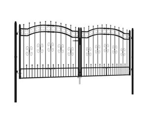 vidaXL Portail de clôture Kampen avec Pointe en Acier Noir 302 x 125 cm