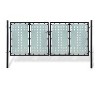 vidaXL Portail de clôture noir à une porte 300x125 cm