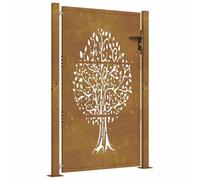 vidaXL Portail de jardin 105x130 cm Acier corten motif arbre
