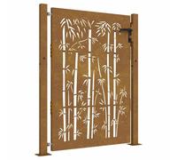 vidaXL Portail de Jardin 100x150 cm en Acier Corten et Bambou