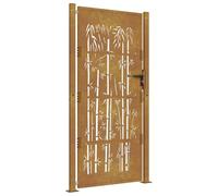 vidaXL Portail de Jardin 100x200 cm en Acier Corten et Bambou