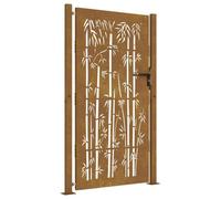 vidaXL Portail de Jardin 100x200 cm en Acier Corten et Bambou