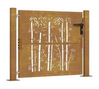 vidaXL Portail de jardin Portillon 100x75 cm Acier Corten design Bambou