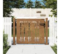 vidaXL Portail de jardin 105x105 cm acier corten design de bambou